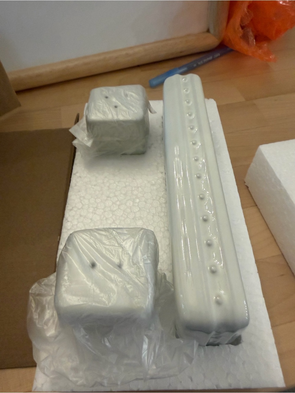 Retired Nora Fleming Glossy White Ceramic Salt & Pepper set